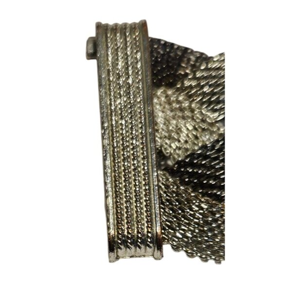 Vintage Bracelet Braided Two-Tone Black Silver Mesh With Magnetic Clasp - Picture 7 of 9